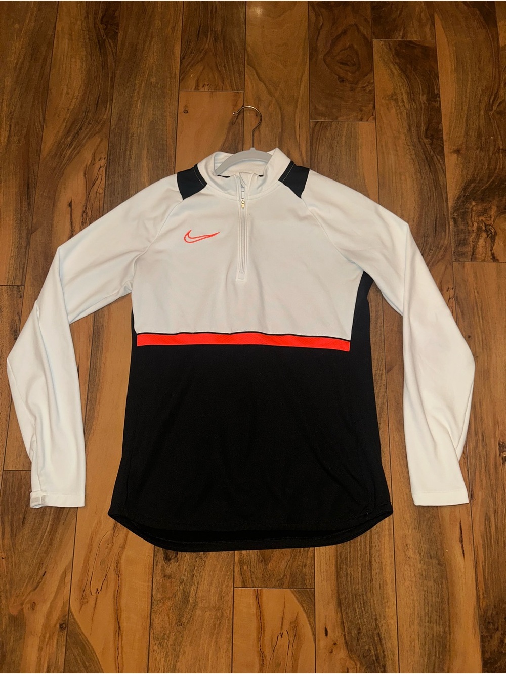 Nike White, Black & Orange Half-Zip Athletic Pullover